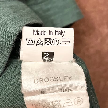 MADE IN ITALY製 CROSSLEY 半袖ニットポロシャツ グリーン Mサイズ