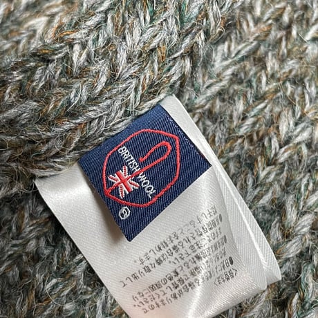 ▲訳あり商品▲ MADE IN ENGLAND製 HUNTING WORLD ブリティッシュウール帽子マフラー手袋セット グレー×グリーン