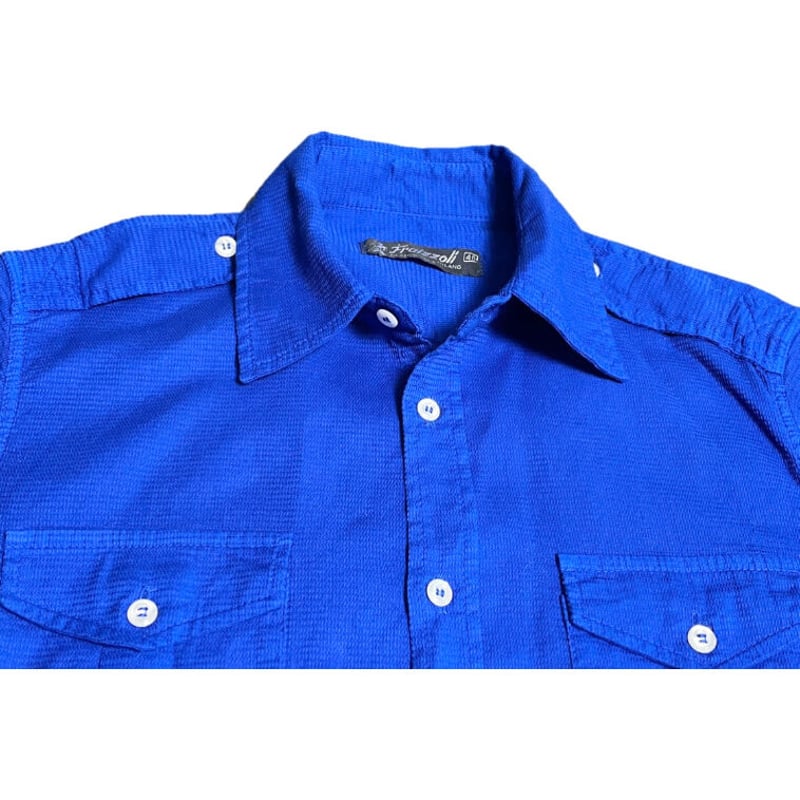 MADE IN ITALY製 Fraizzoli 長袖エポーレットシャツ ロイヤルブルー 40