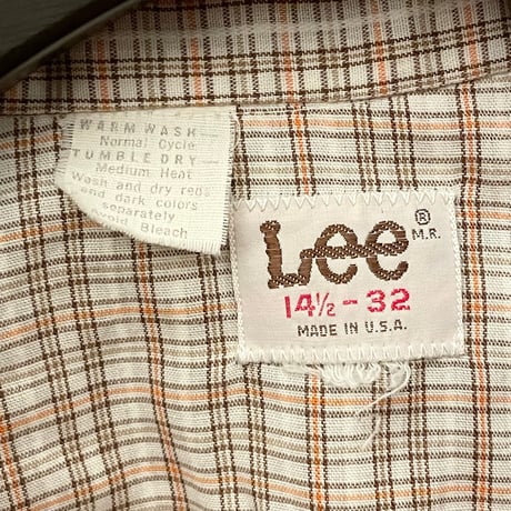 希少 MADE IN USA製 Lee 長袖チェック柄ウエスタンシャツ マルチカラー 14 1/2-32サイズ