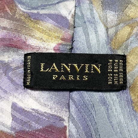 タグ付き美品 MADE IN FRANCE製 LANVIN PARIS 総柄シルクネクタイ パープル