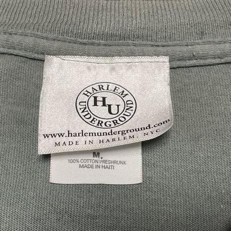 ▲訳あり商品▲ HARLEM UNDERGROUND ロゴプリント半袖Tシャツ セージグリーン Mサイズ
