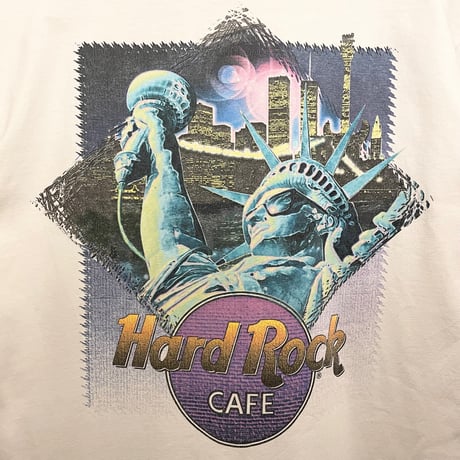 希少 MADE IN USA製 90s Hard Rock CAFE NEW YORK HEAVY TEE バックプリントTシャツ ホワイト Mサイズ