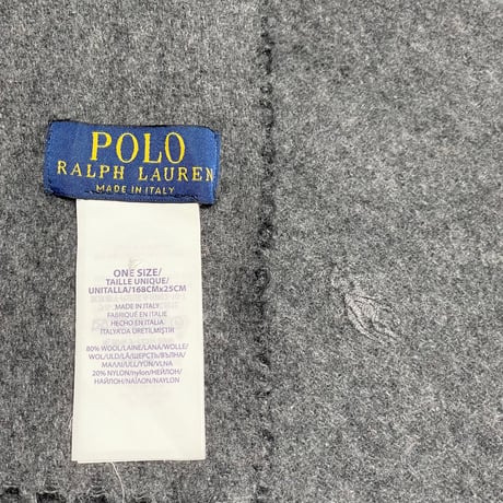 MADE IN ITALY製 POLO RALPH LAUREN リバーシブルウールマフラー ブラック×チャコールグレー
