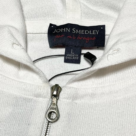 ☆タグ付き新古品☆ MADE IN ENGLAND製 JOHN SMEDLEY×m's braque Wネーム シーアイランドコットンフルジップパーカー トリコロール Lサイズ