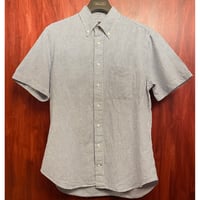 MADE IN USA製 GITMAN BROS VINTAGE ストライプ柄半袖ボタンダウンリネンコットンシャツ ホワイト×ブルー Mサイズ