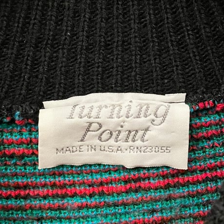 MADE IN USA製 Turning Point 総柄アクリルセーター マルチカラー