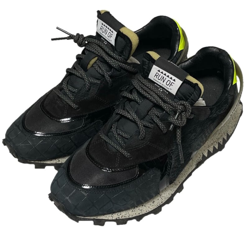 箱付き MADE IN ITALY製 RUN OF BLACK MAMBA レザースニーカー 