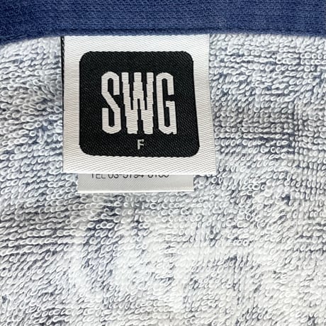 ▲訳あり商品▲ MADE IN JAPAN製 SWAGGER カラビナキーホルダー付きペイズリークロス柄大判ハンドタオル ネイビー×ホワイト