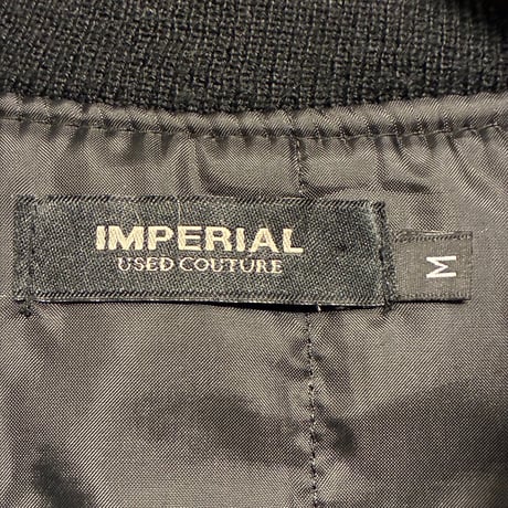 MADE IN ITALY製 IMPERIAL レザーコンビ ナイロン MA-1デザイン シングルライダースジャケット ブラック Mサイズ