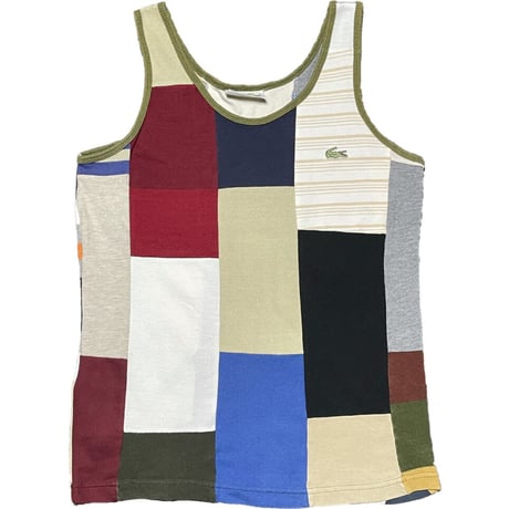 MADE IN FRANCE製 LACOSTE クレイジーパターンパッチワークタンクトップ マルチカラー