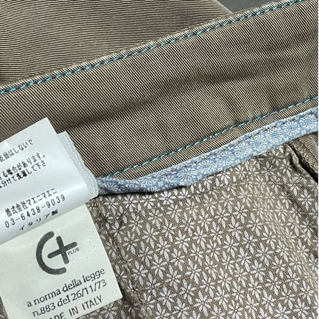 MADE IN ITALY製 C PLUS コットンスラックス ブラウン W31サイズ