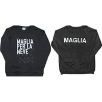 ★新品★ MADE IN ITALY製 MAGLIA 「PER LA NEVE」ロゴプリントリバーシブル裏起毛トレーナー ブラック M～XLサイズ ユニセックス