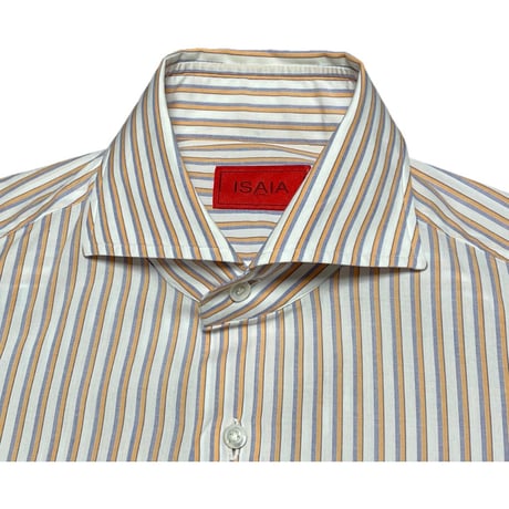 MADE IN ITALY製 ISAIA 長袖ストライプシャツ マルチカラー 37-14 1/2サイズ