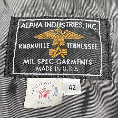 MADE IN USA製 ALPHA INDUSTRIES MIL SPEC GARMENTS ミリタリージャケット カーキ 42サイズ