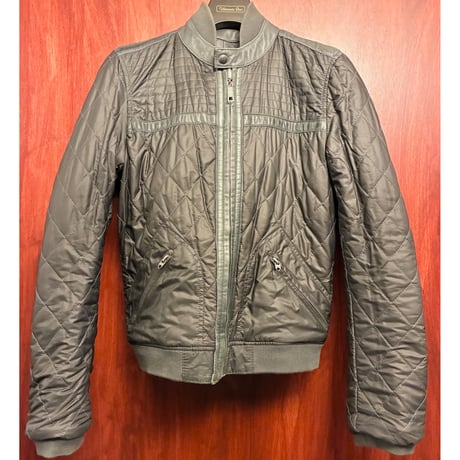 DIESEL 本革 ラムレザー × ナイロン リバーシブル キルティングレザー シングルライダースジャケット グレー Sサイズ