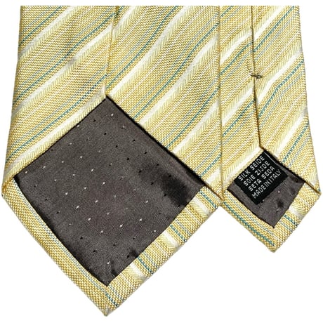 ▲訳あり商品▲ MADE IN ITALY製 FRANCO PORRO レジメンタルストライプ柄シルクネクタイ イエロー
