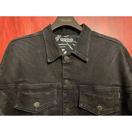希少 MADE IN USA製 ROCKERS NYC ブラックストレッチデニムジャケット ブラック Sサイズ