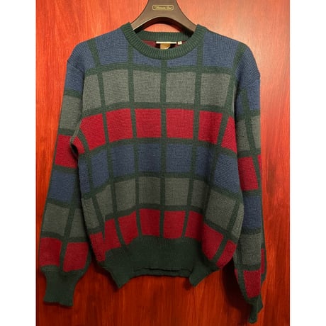 MADE IN ITALY製 CiAO SPORTSWEAR ウールアクリルクルーネックセーター マルチカラー Sサイズ