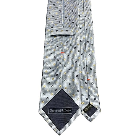 MADE IN ITALY製 Ermenegildo Zegna ドット柄レジメンタルストライプシルクネクタイ ライトブルー