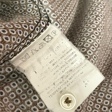 Libero Milano VINTAGE SLIMFIT 長袖総柄シャツ ブラウン Sサイズ