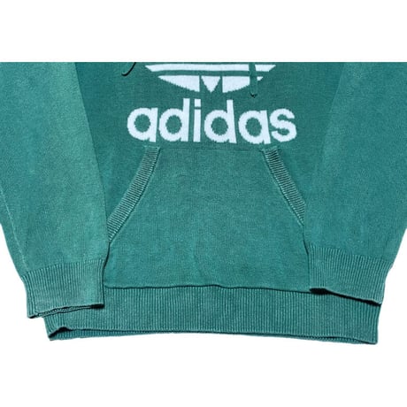 adidas ロゴ入りプルオーバーニットパーカー グリーン Sサイズ