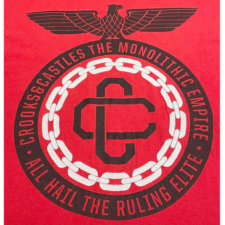 MADE IN MEXICO製 Crooks & Castles ロゴプリントTシャツ レッド Lサイズ