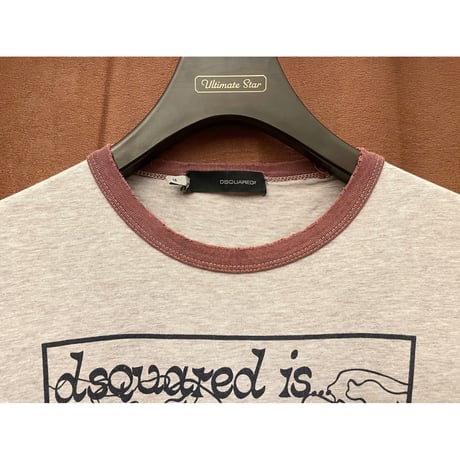 MADE IN ITALY製 DSQUARED2 プリントリンガーTシャツ グレー Mサイズ