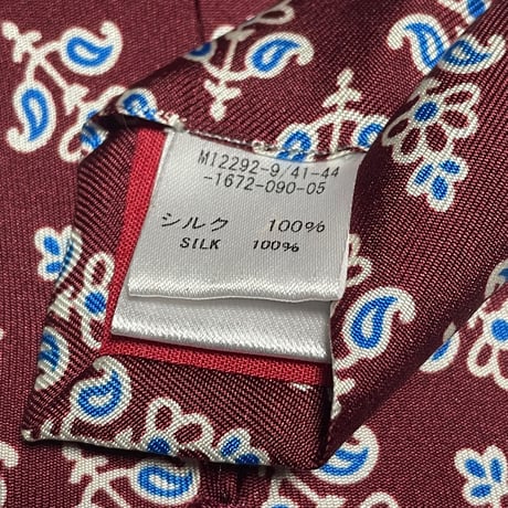 MADE IN ITALY製 Daniel MILANO 1956 HANDMADE 総柄シルクネクタイ エンジ