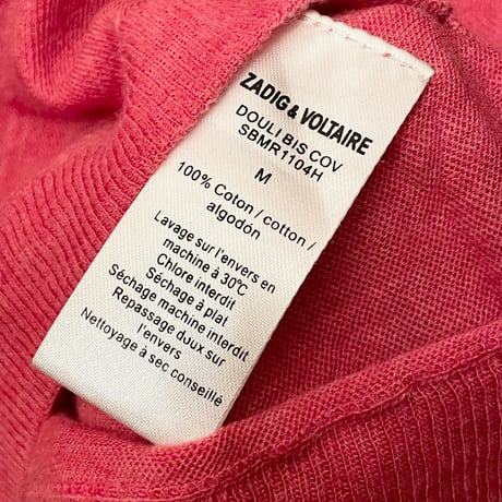 ZADIG & VOLTAIRE ヘンリーネックコットンセーター ピンク Mサイズ