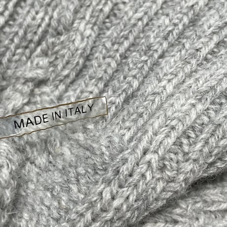 MADE IN ITALY製 ALPHA STUDIO アシンメトリー切り替えクルーネックセーター グレー×ダークグリーン 46サイズ