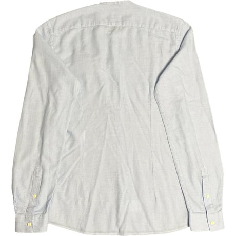 ☆タグ付き新古品☆ MADE IN ITALY製 XACUS Slim Fit 長袖ノーカラーシャツ サックス 39-15 1/2サイズ