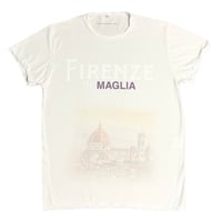 ★新品★ MADE IN ITALY製 MAGLIA 2025年AWモデル 「FIRENZE IN MAGLIA」 イタリア都市 プリント クルーネックTシャツ ホワイト×パープル M～XLサイズ
