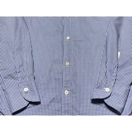 MADE IN ITALY製Cotonificio Albini生地使用 MADE IN JAPAN製 TOMORROWLAND BLUE WORK 長袖ギンガムチェック柄シャツ ブルー Mサイズ