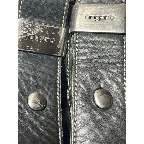 MADE IN JAPAN製 ungaro レザーショルダーバッグ モスグリーン