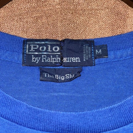 希少 MADE IN USA製 90s Polo by Ralph Lauren The Big Shirt ポケット付きTシャツ ブルー Mサイズ