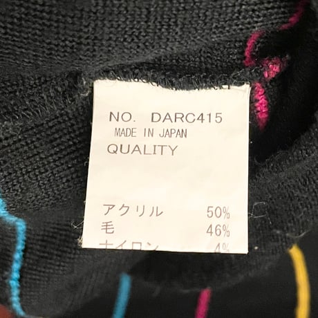 MADE IN JAPAN製 DOARAT ネオンボーダー柄アクリルウールセーター ブラック