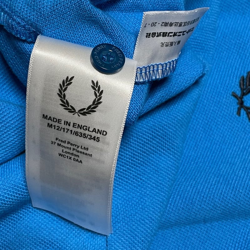 MADE IN ENGLAND製 FRED PERRY 襟ライン半袖鹿の子ポロシャツ ターコイ...