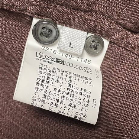 LINIFICIO FOR UNITED ARROWS GREEN LABEL RELAXING 半袖ボタンダウンリネンシャツ ブラウン Lサイズ