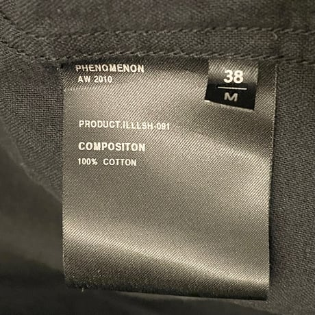 MADE IN JAPAN製 PHENOMENON 2010AWモデル 長袖コットンシャツ ブラック 38/Mサイズ