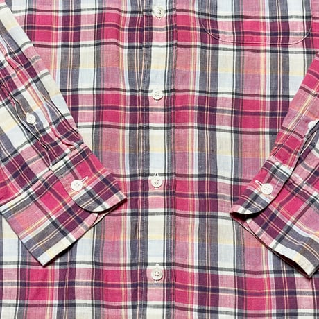 BEAUTY & YOUTH UNITED ARROWS チェック柄長袖リネンシャツ ピンク Mサイズ