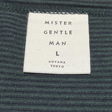 MADE IN JAPAN製 MISTERGENTLEMAN ポケット付き半袖ボーダーTシャツ フォレストグリーン Lサイズ