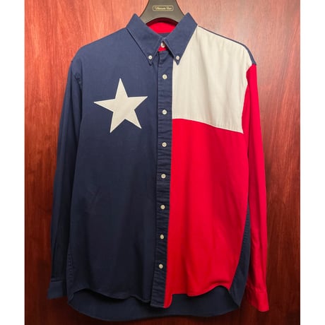 MADE IN USA製 TEXAS COTTON 長袖ボタンダウンシャツ トリコロール Mサイズ