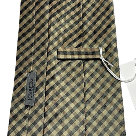 ☆タグ付き新古品☆ MADE IN ITALY製 ICEBERG チェック柄シルクネクタイ オリーブ
