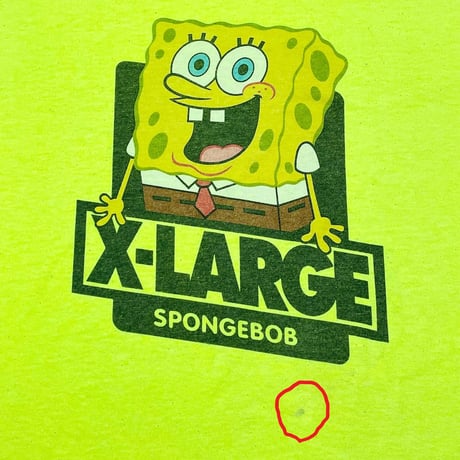 レア XLARGE × SPONGEBOB コラボレーション 半袖プリントTシャツ 蛍光イエロー Lサイズ