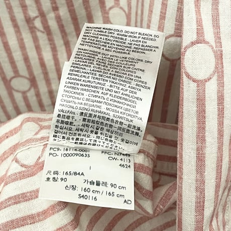 MADE IN PORTUGAL製 LEVI'S MADE & CRAFTED 半袖ストライプドット柄ボタンダウンシャツ レッド×ホワイト 1サイズ