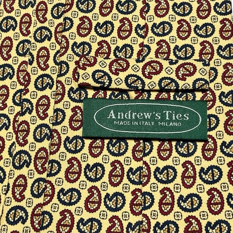 ▲訳あり商品▲ MADE IN ITALY製 Andrew's Ties ペイズリー柄シルクネクタイ イエロー