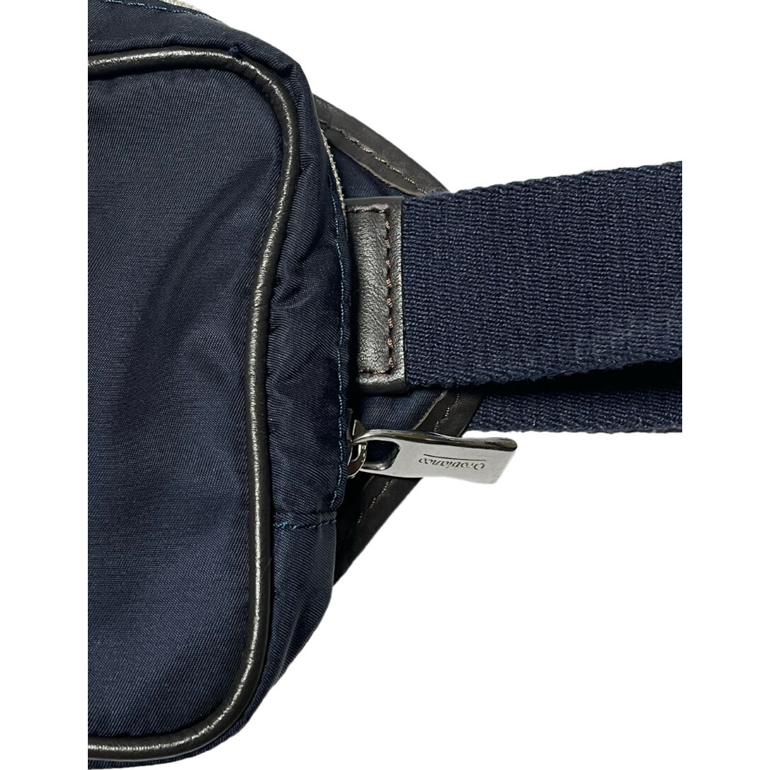 【美品】Orobiancoネイビー ショルダーバッグ MADE IN ITALY MADE IN ITALY製 orobianco レザーナイロンショルダーバッグ