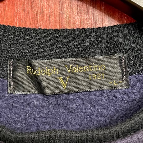 MADE IN JAPAN製 Rudolph Valentino ツートンカラースウェットトレーナー パープル×ブラック Lサイズ