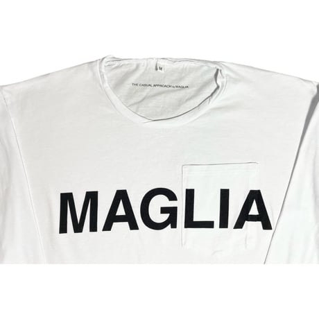★新品★ MADE IN ITALY製 MAGLIA 2025年モデル L-2814 ロゴプリント クルーネック長袖Tシャツ ホワイト S～XLサイズ